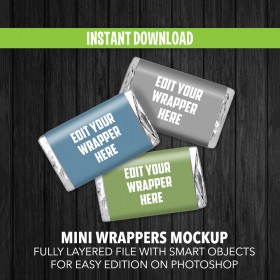 Mini Chocolate Wrappers Mockup - Instant Download - Adobe Photoshop Layered file